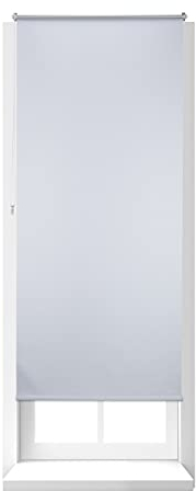 Relaxdays Thermo Verdunklungsrollo, Hitzeschutz, Fenster Seitenzugrollo, Klemmfix ohne bohren, 90x210, Stoff 86 cm, weiß