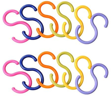 esowemsn 12 ganci a forma di S in plastica colorata, per camicie/asciugamani/vestiti/grucce appendiabiti per casa e cucina (12)