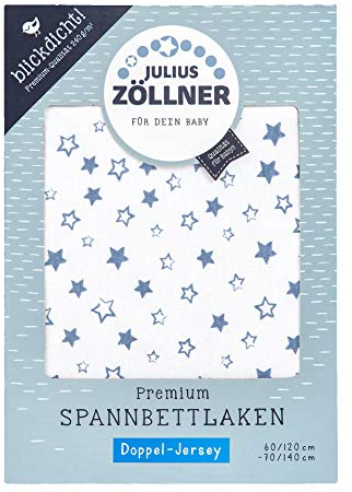 Julius Zöllner 8357158004 Jersey Spanntuch Premium, blickdicht, aus Jersey Doppeltuch, passend für Kinderbetten 60x120 und 70x140 cm, stella blue