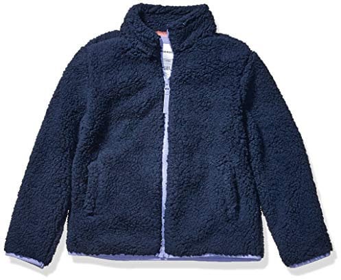 Amazon Essentials Giacca con Cerniera Integrale in Pile Sherpa Bambine e Ragazze, Blu Marino Slavato, 4 Anni