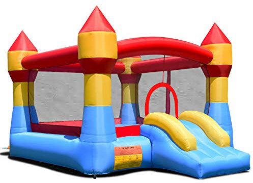 COSTWAY Castillo Hinchable con Tobogán para Niños 370x280x230cm Infantil Juguete para Parque Patio Jardín (Sin Soplador)