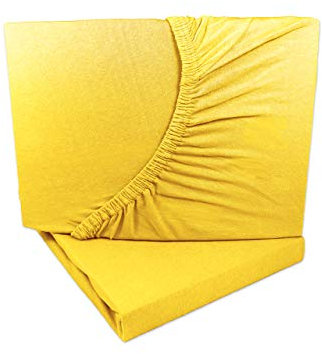 2er Pack Jersey Spannbettlaken 90x200-100x200 cm gelb 100% Baumwolle