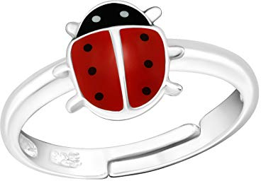 Bungsa Marienkäfer Kinder-Ring aus .925 Sterling Silver Silber
