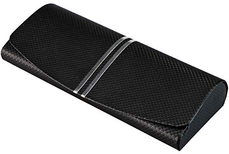 LifeArt Brillenetui, Hartschale, tragbare Sonnenbrillenetui, modische PU-Leder-Brillenhülle, leicht, D_637-1_schwarz, Medium