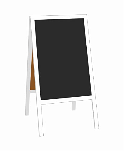 Kundenstopper 118 x 61 cm wetterfest lackiert - Holztafel mit ABS Kreidetafel mit Kreidemarker Weiß