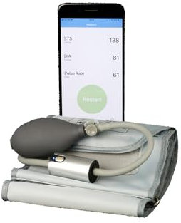 Lifemax Bluetooth Blood Pressure Monitor - Accurate Upper Arm Monitor for Instant Smartphone or Tablet Reading, Easy Hand Pump Design with Clear Voice Guidance, Portable, Rechargeable