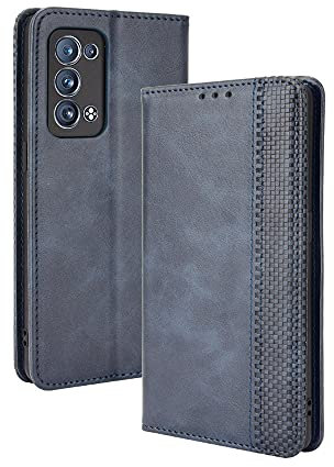 WEIOU Leather Folio Cover per OPPO Reno 6 Pro 5G (Reno6 Pro 5G), Custodia in Pelle PU Magnetica Libro Flip Portafoglio con [Funzione Stand]. Blu