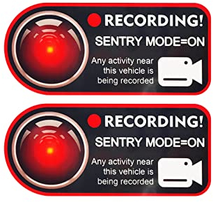 LIMBQS Model 3 Sentry Mode Statischer Aufkleber für Tesla Model 3 S X Y Auto Kamera Rekord Fenster Aufkleber Paste Ohne Spur (2 Stück Rot)