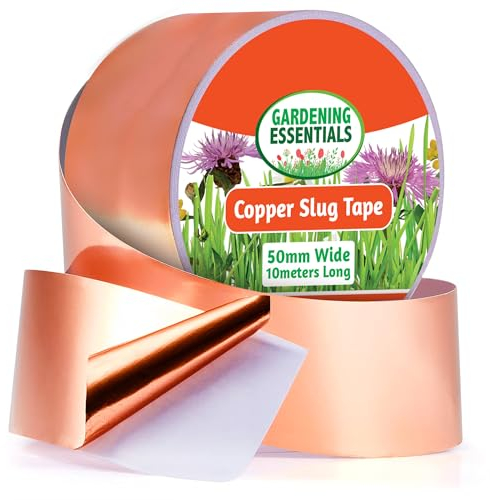 SOL Extra Wide Copper Slug Tape, 10m x 50mm Copper Tape Slug Repellent, Weatherproof Humane Snail Control, Indoor & Outdoor Use, Long Length for Ample Coverage, Ideal for Flower Pots and Garden Beds