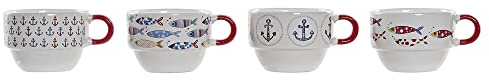 DKD Home Decor Juego de Tazas de café Color Rojo, de gres (190 ml)