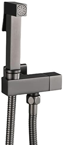 Handbrause Bidet Wc Bidet Spray Handbrause Toilette mit Schlauch Eckventil Bidet Sprayer for Toilet Washbasin kaltes Wasser Bidet Brause Messing,Grau