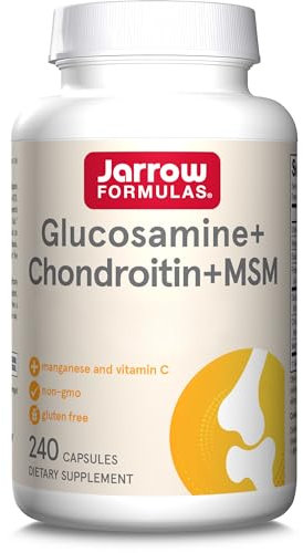 Jarrow Formulas, Glucosamine Chondroitin MSM, 240 Capsules, Testé en Laboratoire, Sans Gluten, Sans Soja, Sans OGM