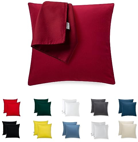 Kissenbezug 45x45 Mikrofaser Premium 2er Set Kissenhülle Deko für Kissen Sofa/Bett Stoff Superweicher Resistent Hypoallergen Anti-Milben Atmungsaktiv Kopfkissenbezug mit Verdecktem Zip Voll Waschbar