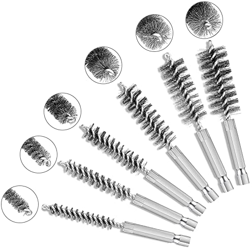 SPEACOUR 6 PCS Brosses Métalliques Perceuse 8mm,10mm,12mm,15mm,17mm,19mm Brosse de Ramonage Cheminée en Acier Inoxydable Brosses de Chaudière de Four Cylindriques pour Perceuse Électrique à Main