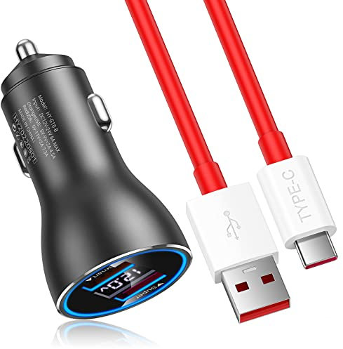 80W Super VOOC Allume Cigare pour Oneplus 13R/10 Pro/Nord 4 3 2T, Allume Cigare USB et Câble USB C 1M, 2 Ports Chargeur Voiture Charge Rapide pour Oneplus Nord CE 3 2 9 8 7 OPPO Reno 14 13 12F A80 A40