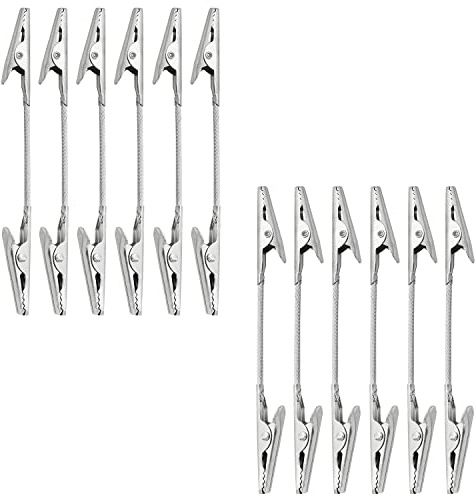 ZZLZX Lot de 12 pinces crocodiles à double tête en fil métallique pour photos, mémo et notes, supports de photos, crochets multi-usages