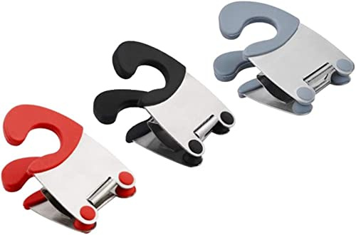 LATRAT Pack of 3 Stainless Steel Pot Clip Anti-Scalding Spoon Holder Clips, Silicone and Stainless Steel Anti-Scalding Handle Easy Pot Fixed Clamp Kitchen Accessories Tools