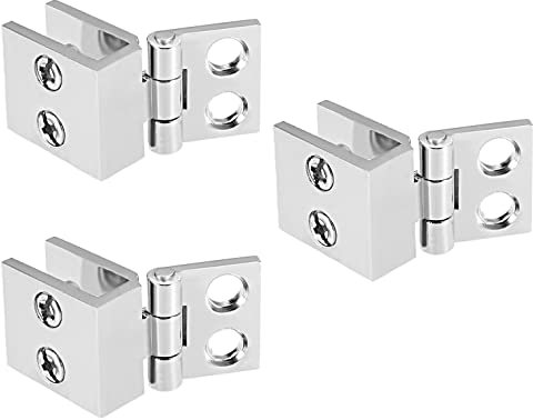 3er Set Glas Scharnier 0 Grad | Dusche Tür Scharnier Halter | 5-8mm Glastür Beschlag | Kugellager-Glas-Scharnier | Glastür Klemme [ohne Bohren] - Wand zu Glas Verbindung für Vitrinen & Glastüren