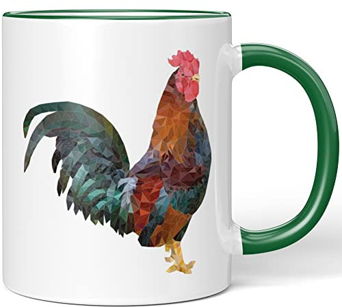 JUNIWORDS Tasse, Low-Poly Hahn, Grün (1008985)