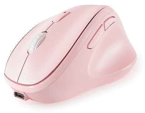 Micropack Vertikale Maus Multi-Device, 3-Modus Bluetooth 5.0 & 3.0 Maus 2.4G Wireless Maus mit Einstellbarer DPI & Silent Click für Laptop, MacBook, PC, Windows, Android, iOS, MacOS, Rosa