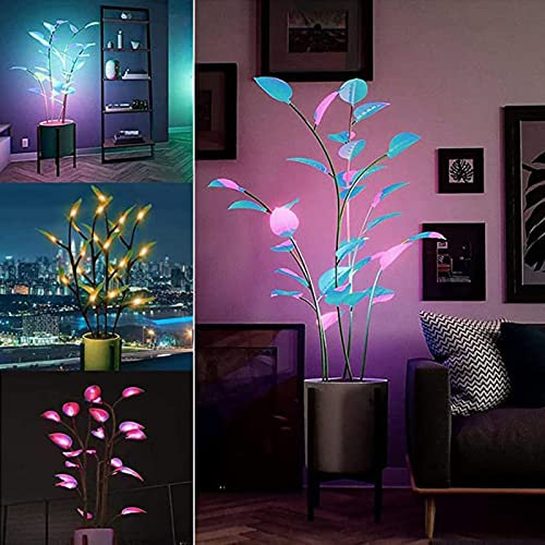 RWUDV Magical Glowing Potted Plant Indoor Plant LED 3 Color-Changing Artificial Plants Bonsai Light up Artificial Plants Colorful Houseplant Led Light for Home Office Indoor Decoration(Without Pot)
