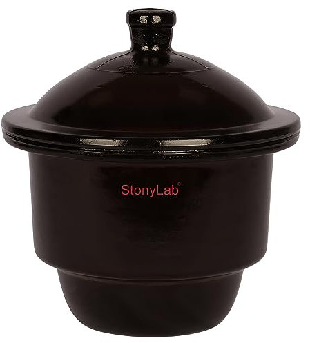 stonylab Ambra Vetro Desiccante Barattolo, Laboratorio Desiccante Marrone Essiccazione Essiccatore con Manopola Coperchio e Porcellana Piastra ID:180 mm per Laboratorio Ricerca
