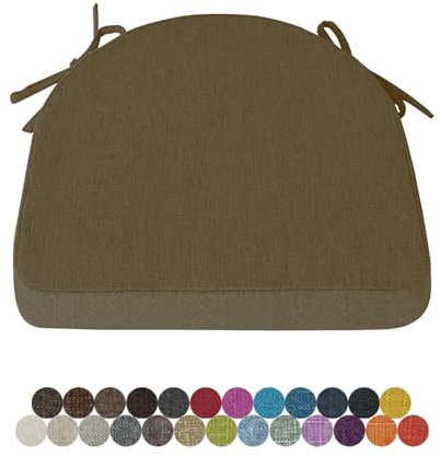 Lsjoaw 1 Stück Stuhlkissen Sitzkissen Stuhl 40X38X38X5 Sitzpolster mit Bindeband Rutschfestes Zierkissen Gartenkissen Halbrund Auflage für Stühle Indoor/Outdoor Sitzauflage,Light Brown