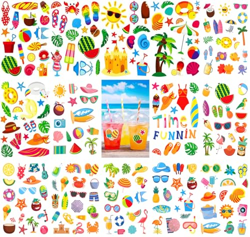 Leesgel Hawaii Sticker Kinder Mädchen Jungen, 32 Blätter Hawaii Aufkleber Kinder für Hawaii Deko, Hawaii Party Deko Mitgebsel Kindergeburtstag Deko Hawaiian Sommer Party Zubehör Geschenke für Kinder