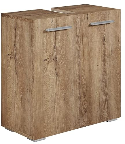 Badezimmer Badmöbel Jupiter Braun Eiche - Unterschrank Badmöbelset Badschrank Schrank Waschbeckenunterschrank