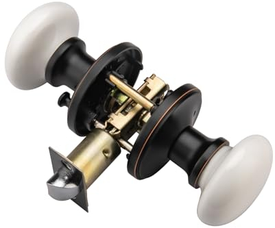 NCL Boutons de porte blancs, poignées de porte sans clé, leviers de porte en porcelaine, bouton de porte de bain intérieur