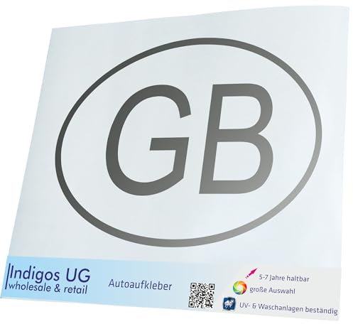 INDIGOS UG Auto Aufkleber Auto - Großbritannien GB - 300x180 mm Silber - Selbstklebender Sticker für Auto, Fenster, Bus oder LKW
