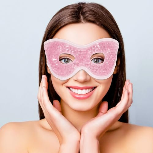 MIVORA Augenmaske Kühlend, Gel Kühlmaske, Warm Augen Gesicht Kühlbrille Kühlende Wiederverwendbare, Ice Eye Mask für Migräne Kopfschmerzen Müde Augen Augenringe Sinusschmerzen(A-Rosa)