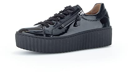 Gabor Damen Low-Top Sneaker, Frauen Halbschuhe,Plateausohle,straßenschuhe,Strassenschuhe,Sportschuhe,Freizeitschuhe,schwarz (Uni),39 EU / 6 UK