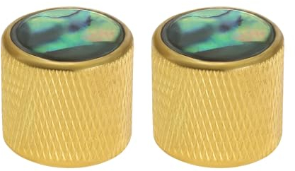 SG Store 2Pcs Metal Metric Size Abalone Top Dome Knobs Guitar Knobs Bass Knob for Tele Telecaster Electric Guitar Or Bass 19.7x20x6mm, Gold