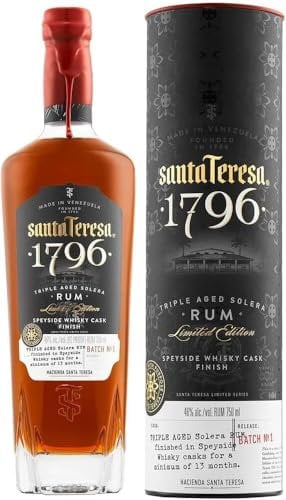Santa Teresa 1796 Rum Venezuelano con Metodo Solera, Edizione Limitata Speyside Cask, 46% ABV, 70cl/700ml