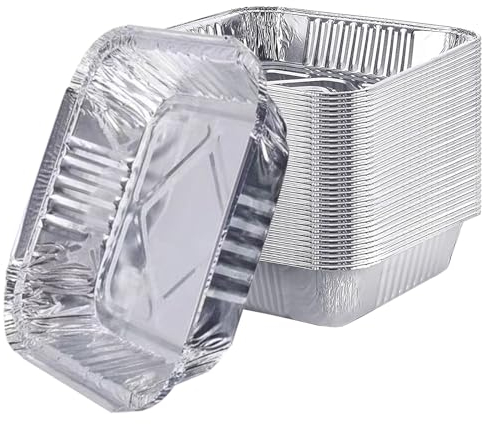 DITK-U 20 Pcs Aluminium Foil Trays 7 Inch Disposable Tin Foil Containers Air Fryer Liner for Baking,Broiling, Roasting,Cooking,Oven,Air Fryer