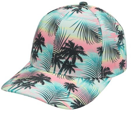 ZLYC Hawaiianische Baseballkappe für Damen, Blumendruck, verstellbar, für Damen, Palme, One Size