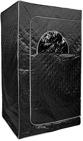 Sauna pliable cabine à chaleur, Sauna infrarouge portable, Tente corporelle, Spa personnel à domicile le contrôleur de température à distance 1000W Fonction de synchronisation (noir)
