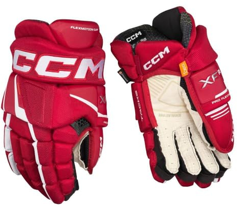 CCM Tacks XF Pro Senior Eishockey Handschuhe (Rot/weiß, 14 Zoll)
