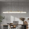 32W LED Suspensions Bureau Dimmable Table À Salle À Manger Lampe, Lampe Suspendue De Conception En Cuir Linéaire Moderne Pour Étude Salon Cuisine Lampe De Table À Manger (Or, L115cm)