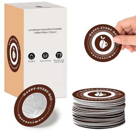 Filtros Cafetera Goteo, Carrottimes 50 Pcs Filtro Cafe, Portátil Para Verter, Bolsa De Goteo Desechable Colgante, Café O Té De Una Sola Porción, Perfecto Para Viajar, Acampar, Oficina Y Hogar(Marrón)