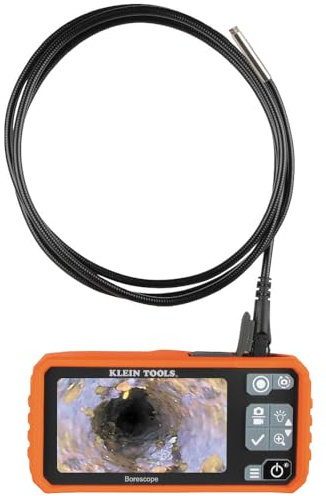Klein Tools ET18 Plumbing Snake Borescope, 4.9-Foot Waterproof Inspection Camera with 4.3-Inch LCD, 6-LED Lights, Hook, Magnet and Mirror