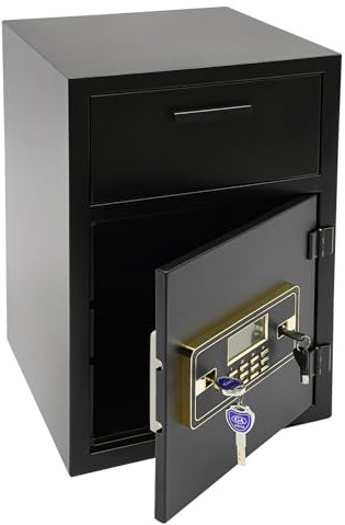 Depository Safe 35.2 * 35.2 * 55cm With Drop Box for Money and Mail, Combination Lock, 4 Keys and Spare Battery Box for Cash, Checks, Document