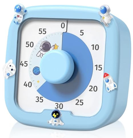 Minuteur Visuel Timer Enfant Compte à Rebours Silencieux Minuteur Visuel 60 Minutes Outil de Gestion du Temps pour Enfants Adultes avec DIY Accessoires(Bleu)