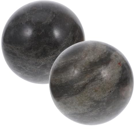 FRCOLOR Polierte Baoding Kugeln aus Stein 2 Stück Handmassagebälle zur Fingerbeweglichkeit und Handkoordination mit Kasten für Büro und Zuhause