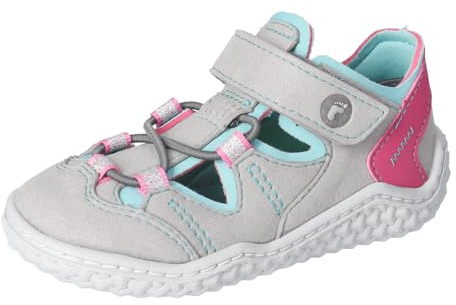 RICOSTA Mädchen Kletthalbschuhe Jeff, Kinder Halbschuhe, Weite: MITTEL, waschbar,vegan, Strassenschuhe, Sneaker, hellgrau/Frozen (440), 27 EU
