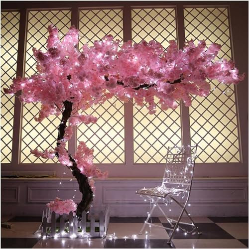 CDDUOLA 7.9ft Tall Big Cherry Blossom Tree, Handmade Japanese Pink Artificial Cherry Blossom Trees with Led Light for Indoor Outdoors Home Living Room, Wedding Decor