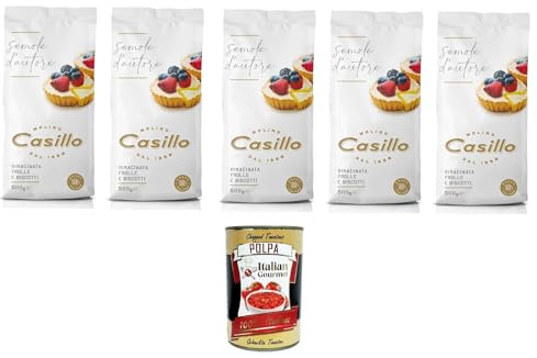 Italian Gourmet Molino Italian Gourmet Semola D'Autore Farina di semola | Rimacinata per pasta frolla e biscotti; fein gemahlen für Teig, Kekse und, Gesamtnettogewicht 2,5 kg + Kostenlos Polpa 400g