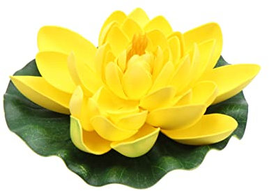 Alipis Simulation Schwimmende Künstliche Blume Teich Dekor Gelb Künstlicher Lotus Eva Material Künstliche Für Haus Garten Terrasse Ohne Gießen Erforderlich