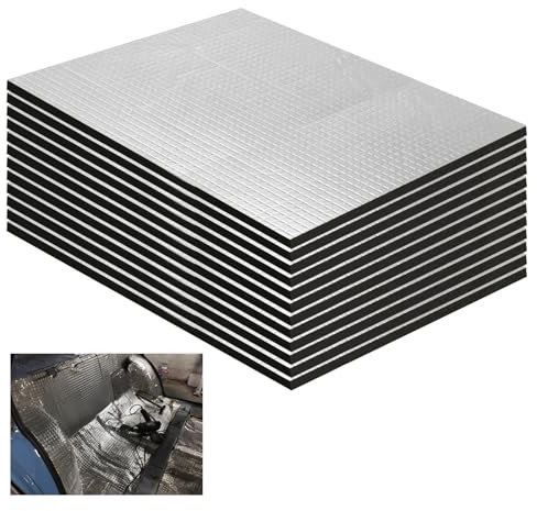 12 Pezzi Tappetini Isolanti per Auto 250 x 180 x 5 mm Tappetino Fonoassorbente per Auto Pannello Isolante in Alluminio Butilico Tappetino Isolante per Isolamento Acustico Impermeabile Ignifugo